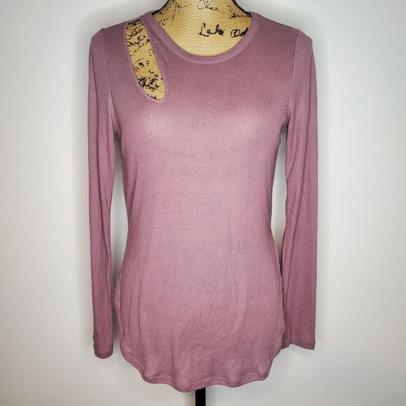 Alo Yoga Ribbed Peak Long Sleeve Top Mauve Size Small - Picture 1 of 11
